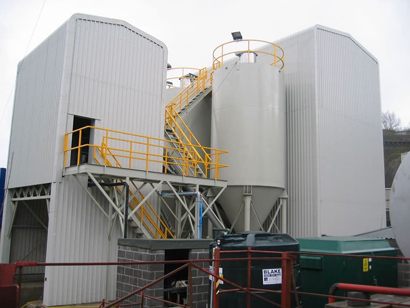Industrial quarry processing machinery at Callow Rock, Cheddar.
