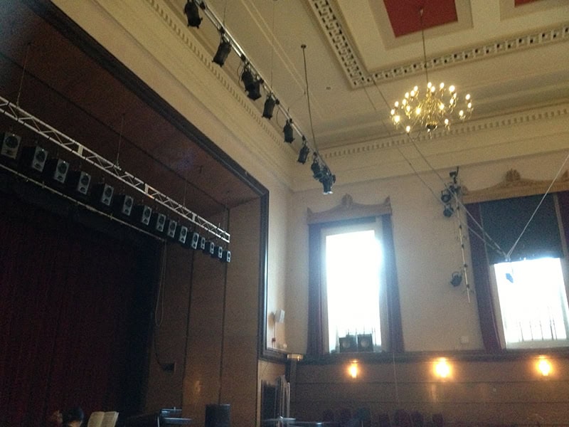 Electrical wiring and lighting setup at The Victoria Rooms, Bristol. Expert electrical services by R.
