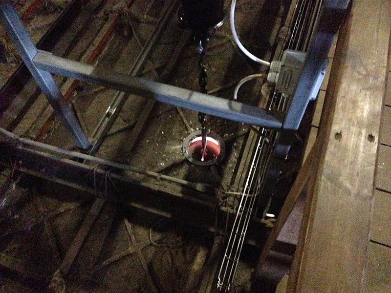 Electrical wiring and safety systems being installed in historic venue.