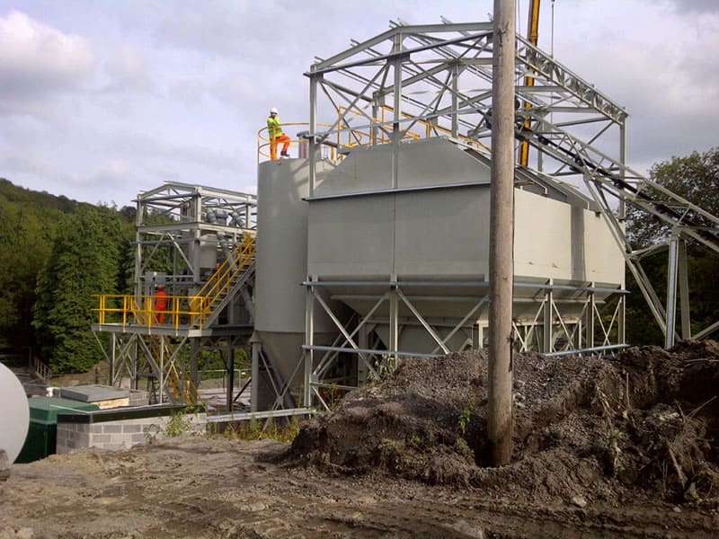 Industrial electrical equipment at Callow Rock Quarry, Cheddar, for mining and processing operations.