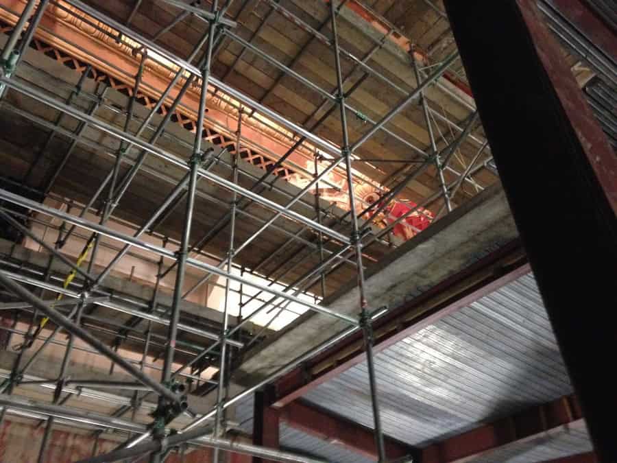 Temporary electrical supply setup at White Ladies Cinema Bristol during renovation.