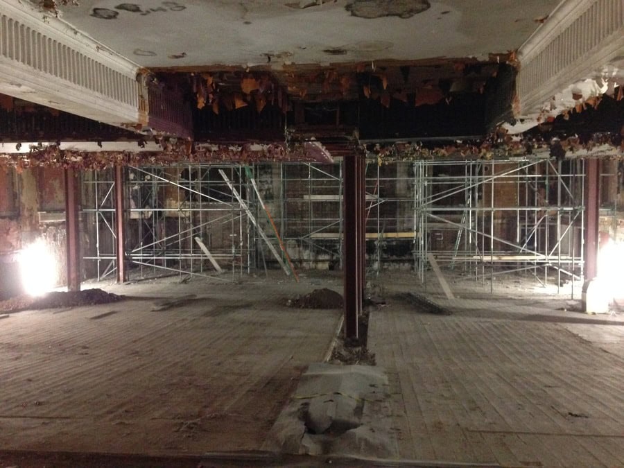 Temporary electrical supply setup at White Ladies Cinema Bristol during renovation.