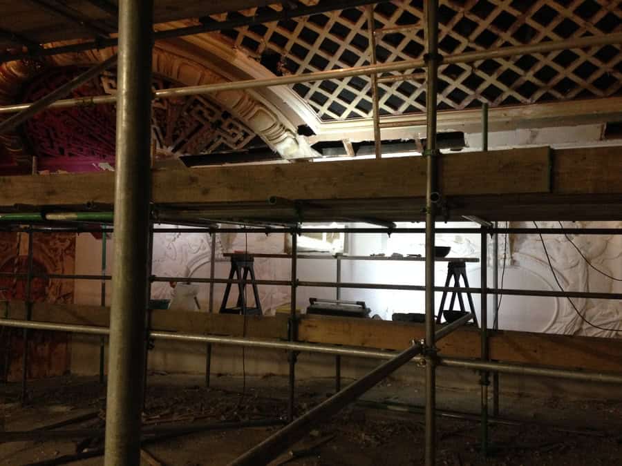 Temporary electrical supply setup at White Ladies Cinema Bristol during renovation.