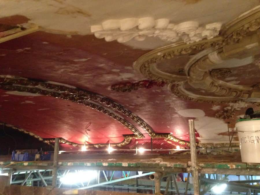 Temporary electrical supply setup at White Ladies Cinema Bristol during renovation.